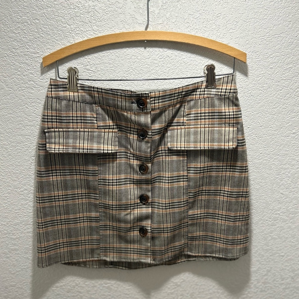 Urban Outfitters Plaid Button-Front Skirt